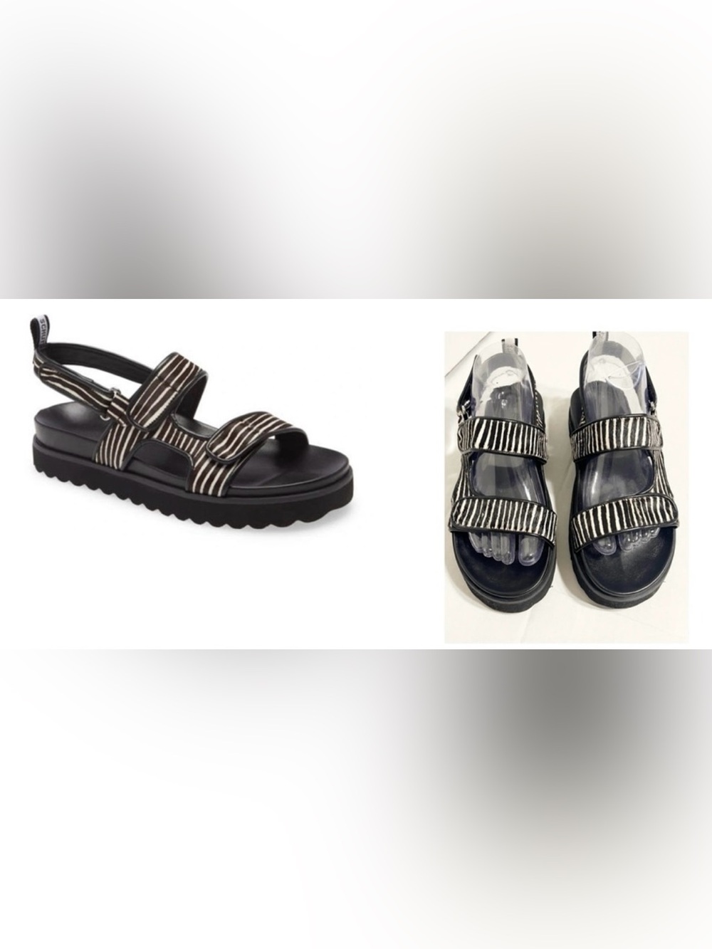 NEW Schutz Zaha Sandal In Pearl/ Black Calf Hair  Item Is Sold Out Size 7.5B